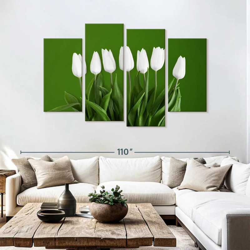 Tulipes blanches Harnek, H 54 po x l 84 po