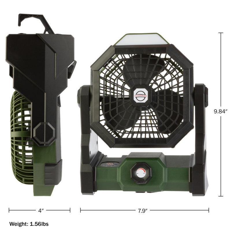 Wakeman Outdoors Camping Fan with Tent Light - Rechargeable Battery Operated Portable Fan - Camping Essentials for Tenting
