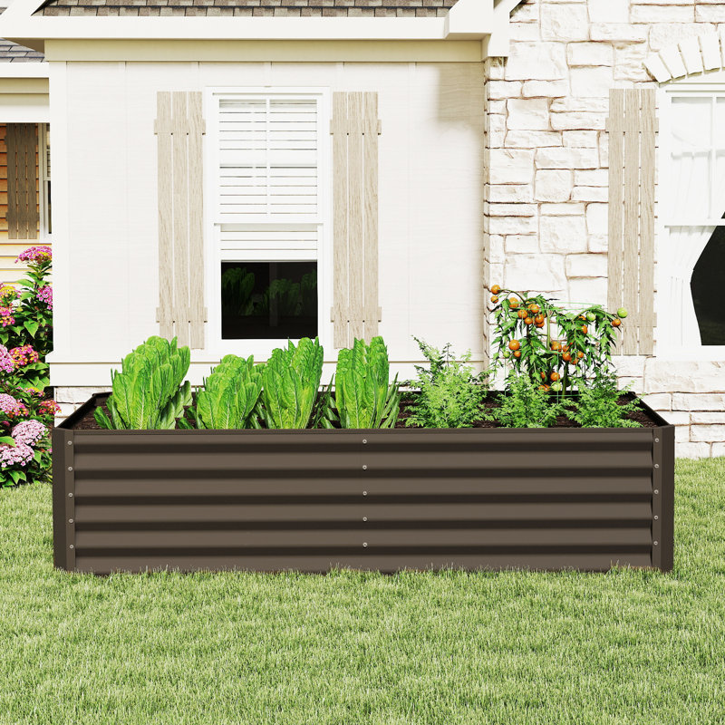 Lit de jardin surélevé en métal Sacia, H 17,72 po x l 70,87 po x P 35,43 po, Brun