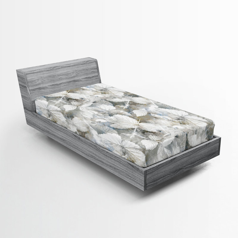 Drap-housse rustique Ambesonne, Twin Fitted Sheet, Coquille d'œuf foncée, sépia pâle / floral