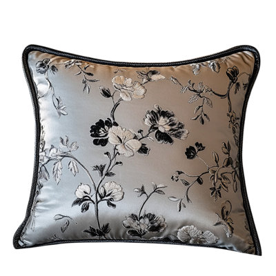 Oriental Floral Embroidered Pillow