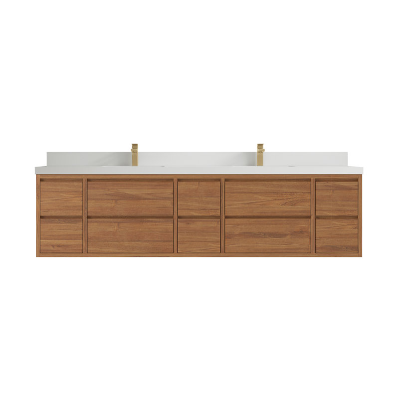 Meuble-lavabo double 84 po avec comptoir en quartz 84 po, Empira blanc