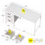 Bureau réversible 48 po à 3 tiroirs avec crochets, bacs de rangement en tissu pour bureau personnel, blanc-133879738-133879740
