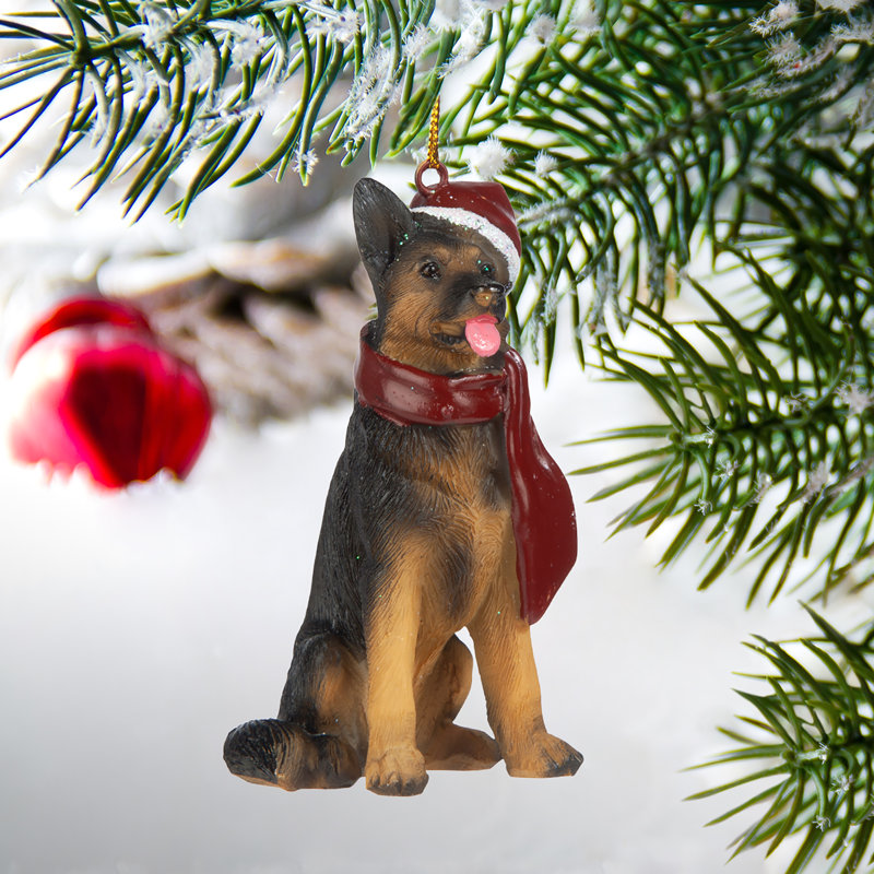 Ornement de fêtes en forme de sculpture de chien Berger allemand