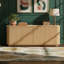 Buffet et meuble télé de 64 po de largeur pour téléviseur de 70 po ou moins, porte à profil bas avec portes à motif de vagues, bois-2142494860
