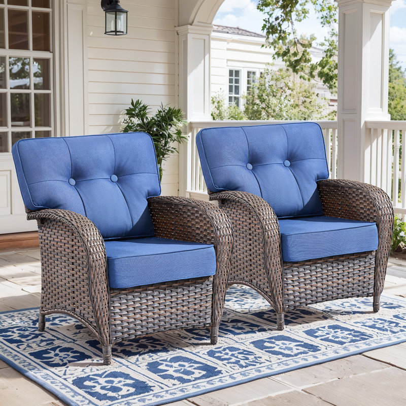 Ensemble de chaises d'extérieur à haut dossier en T avec coussin de 5 pouces Harbour Gymojoy, Bleu