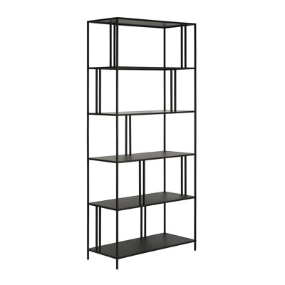 Cortland 76"H 5-Tier Metal Wide Rectangular Bookcase in Blackened Bronze
