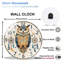 Horloge murale hibou avec attrape-rêves - art moderne 12 po