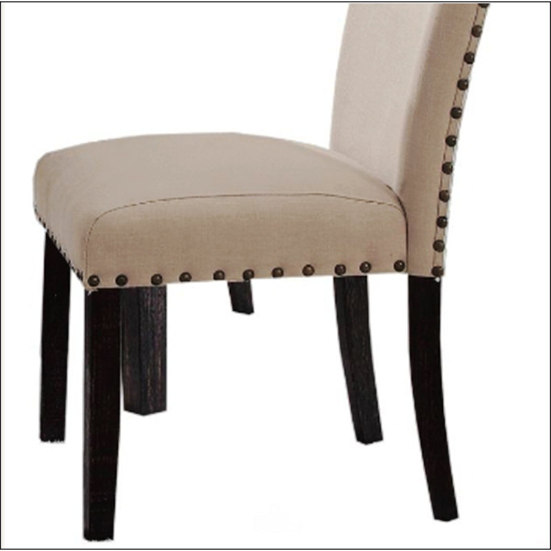 Chaise d'appoint en lin et chêne foncé