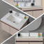 Dessus de meuble-lavabo en marbre, comptoir avec trous de robinet pré-percés, comptoir de salle de bain avec lavabo central encastré rectangulaire et Bianco Carrara Venato