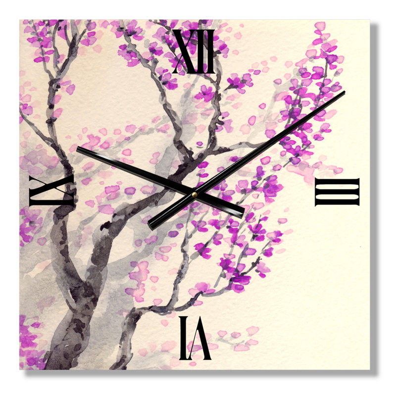 Horloge murale fleurs de printemps sur des branches d'arbres, Grand