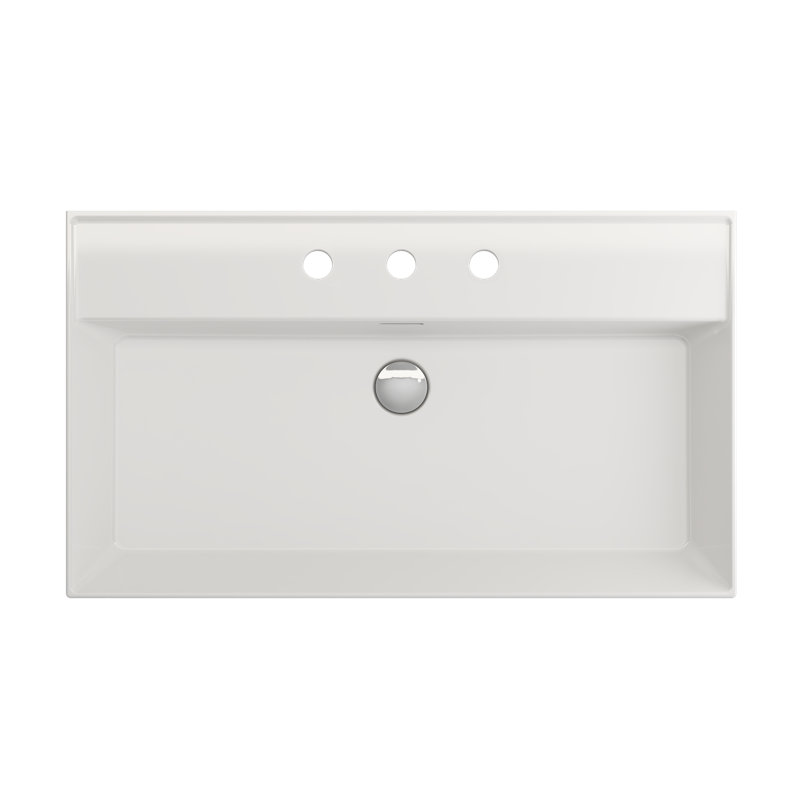 Milano 31.69'' L Bathroom Sink, White, Single-Hole