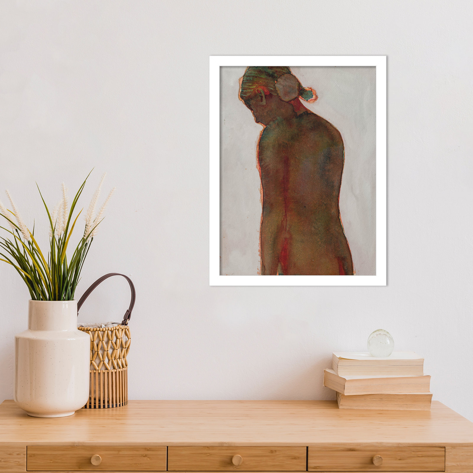 Figure Print by Dean Graham, White Framed, 17" H x 13" W