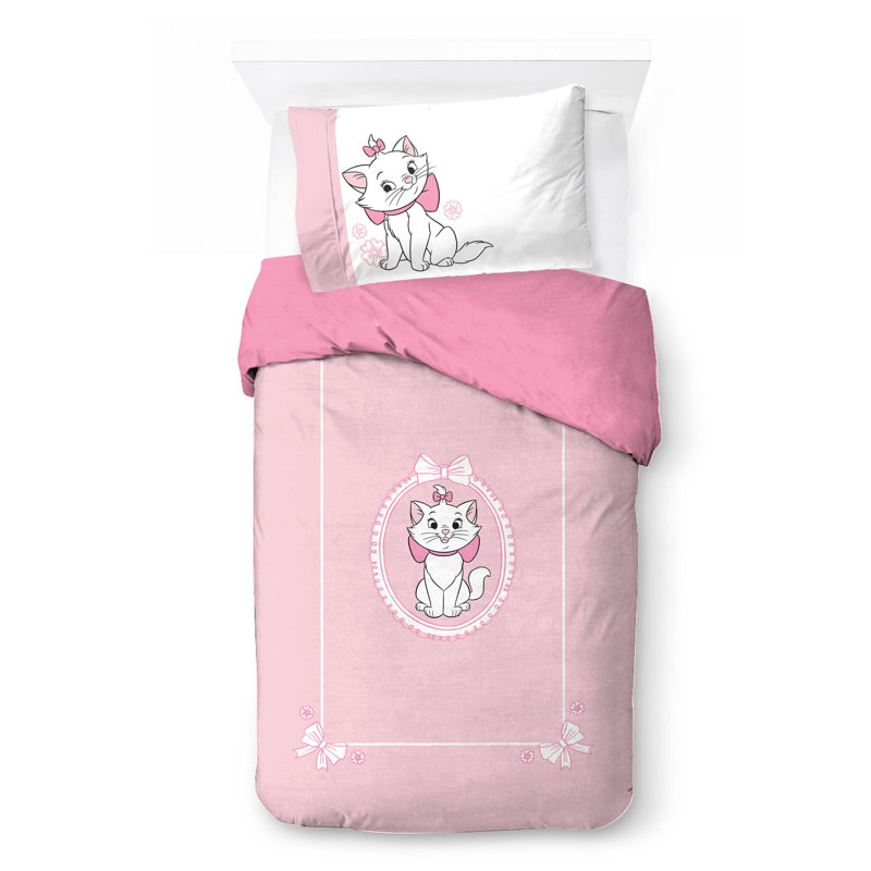 Disney Aristocats 100% Cotton Single Duvet Cover Set - Marie White Kitty Bedding Includes 50 x 70 cm Pillowcase