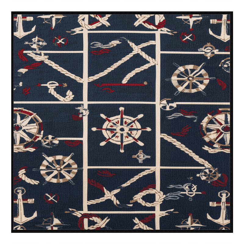  Tapis bord de mer lavable Modern, Carré 5 pi