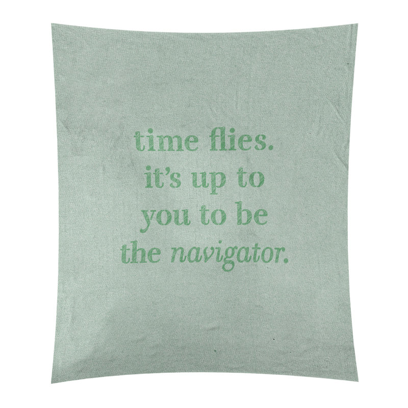 Tapisserie quote-quote time à l’écriture en polyester, Vert, H 60 po x l 51 po