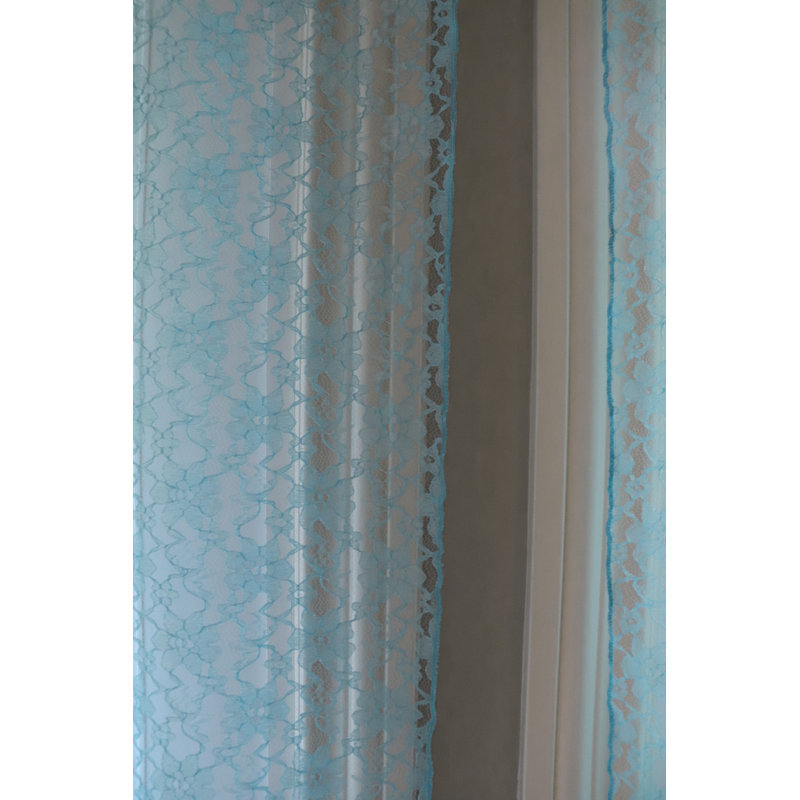 Pateros Lace Sheer Curtain Single Panel, Aqua, 58" W x 63" L