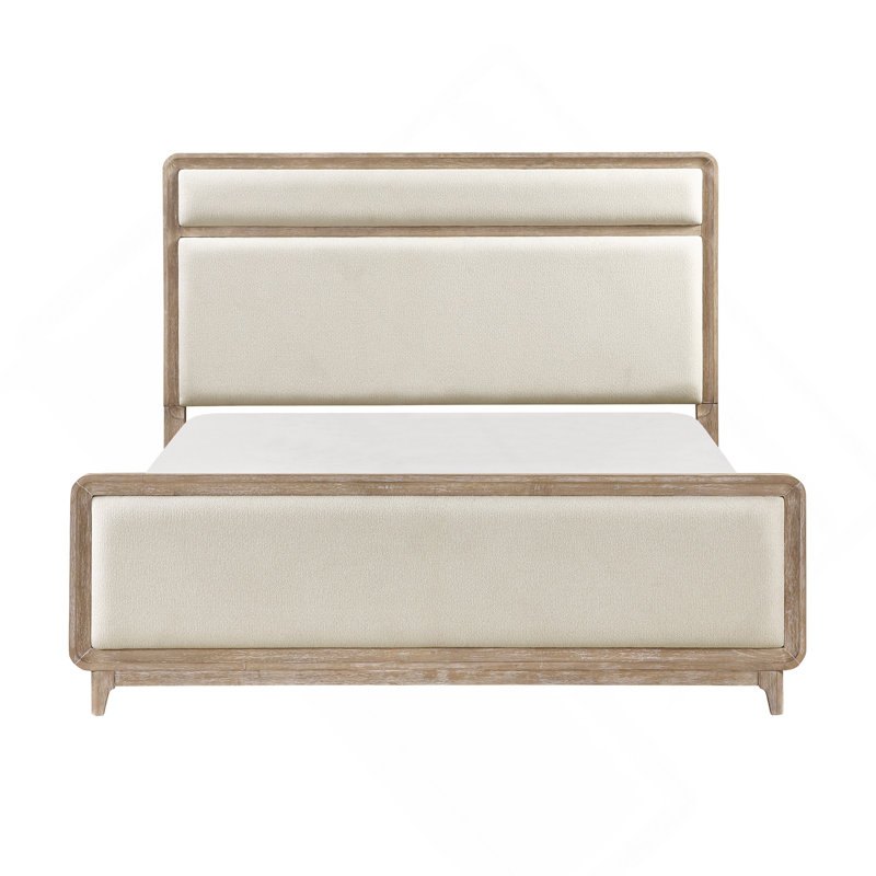 Mobilier de chambre à coucher en bois de chenille beige à finition moderne au design naturel