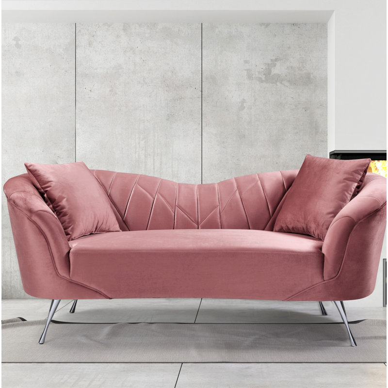 Eichler 70.34'' Velvet Sofa, Rose