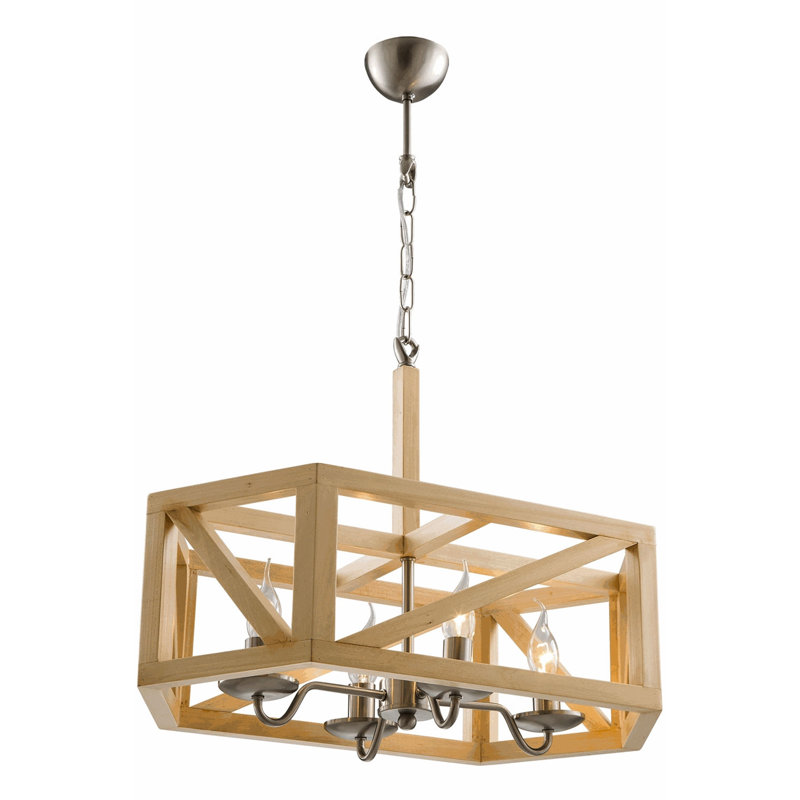 Lustre géométrique à 4 lumières, Or, Argent