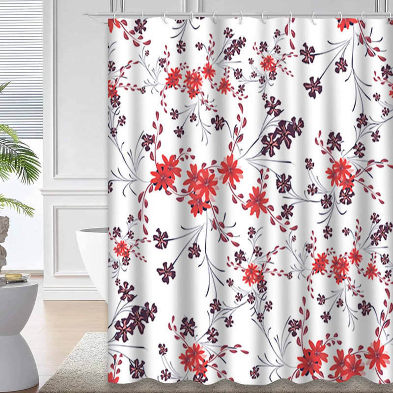 Rideau de douche imperméable à motif floral en lin avec 12 crochets DaisyDelicate, L 72 po x l 84 po