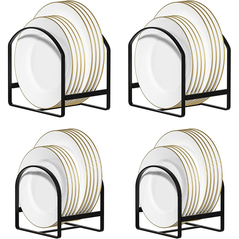 4 Pack Kitchen Plate Holder Organizer for Cabinet Space Saver Dinner