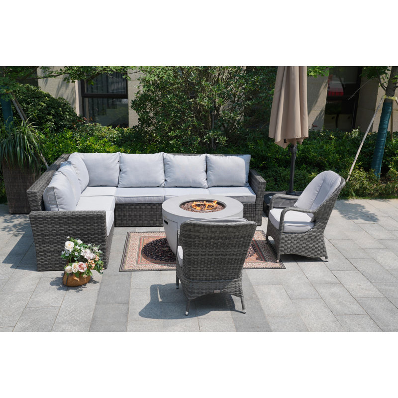 Algird 8 - Person Modular Patio Conversation Set with Cushions