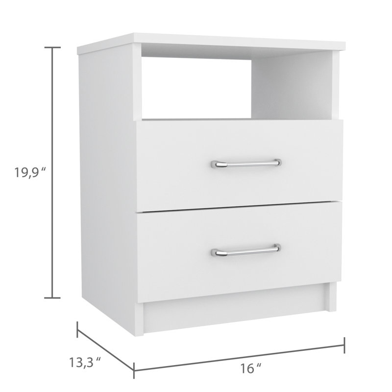 Brookeline 2-Drawer 1-Shelf Rectangle Nightstand, White