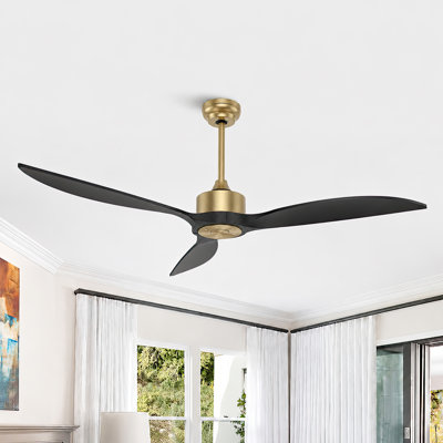 65" High-Airflow 7500CFM Solid Wood Large Ceiling Fan Remote Control No Light, 6-Speed, Reversible Airflow Silent DC Motor, 3CCT Dimmable