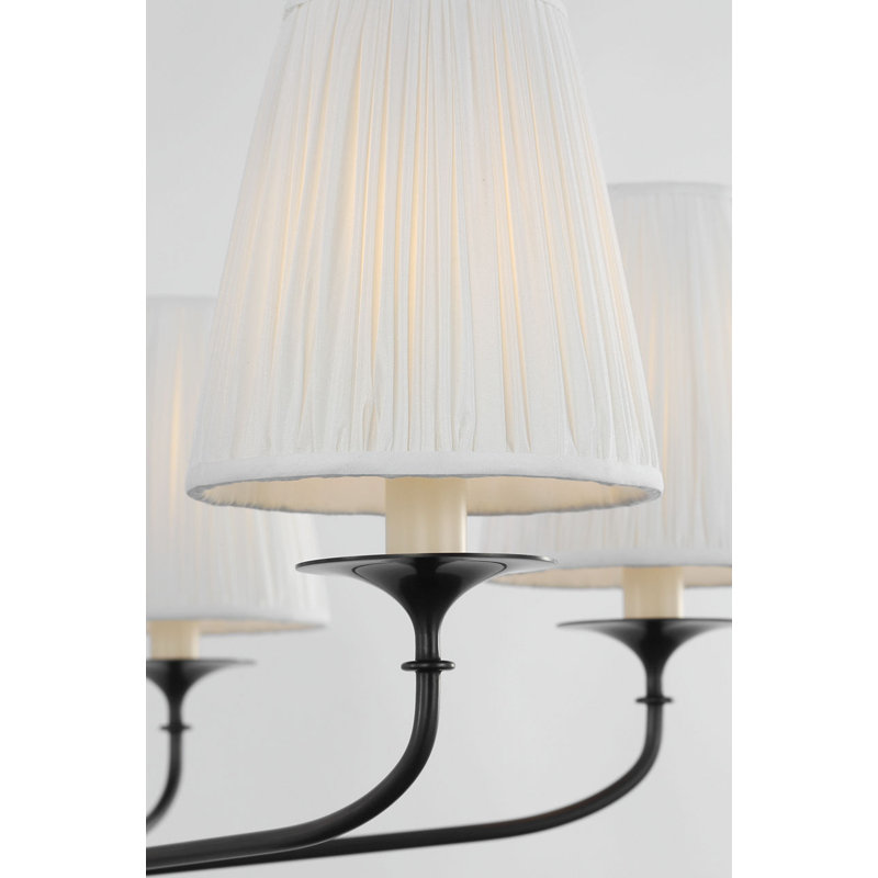 Knox Chandelier with Silk Pleated Shades, Bronze, 6 Lights, 20.75" H x 32" W x 32" D