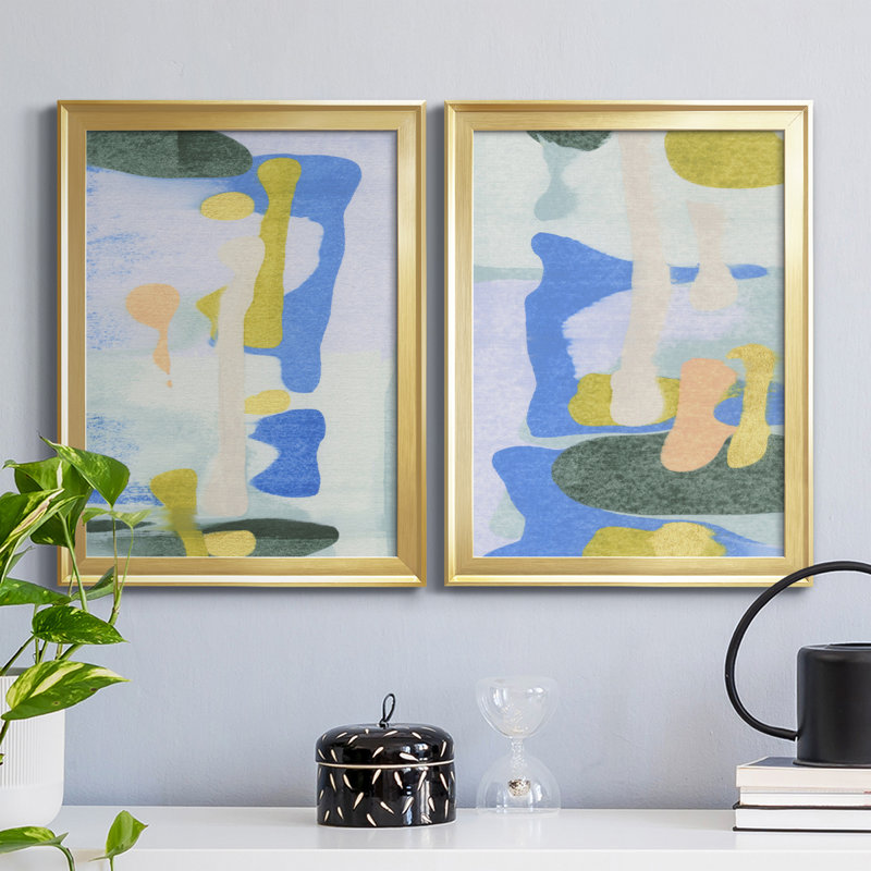 Rorschach Rainbow I - ensemble de 2 impressions encadrées sur toile, H 36,5 po x l 26,5 po x P 1,25 po, Cadre doré