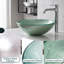 Vasque de salle de bain ronde en verre trempé texturé vert de 43 cm (17 po)