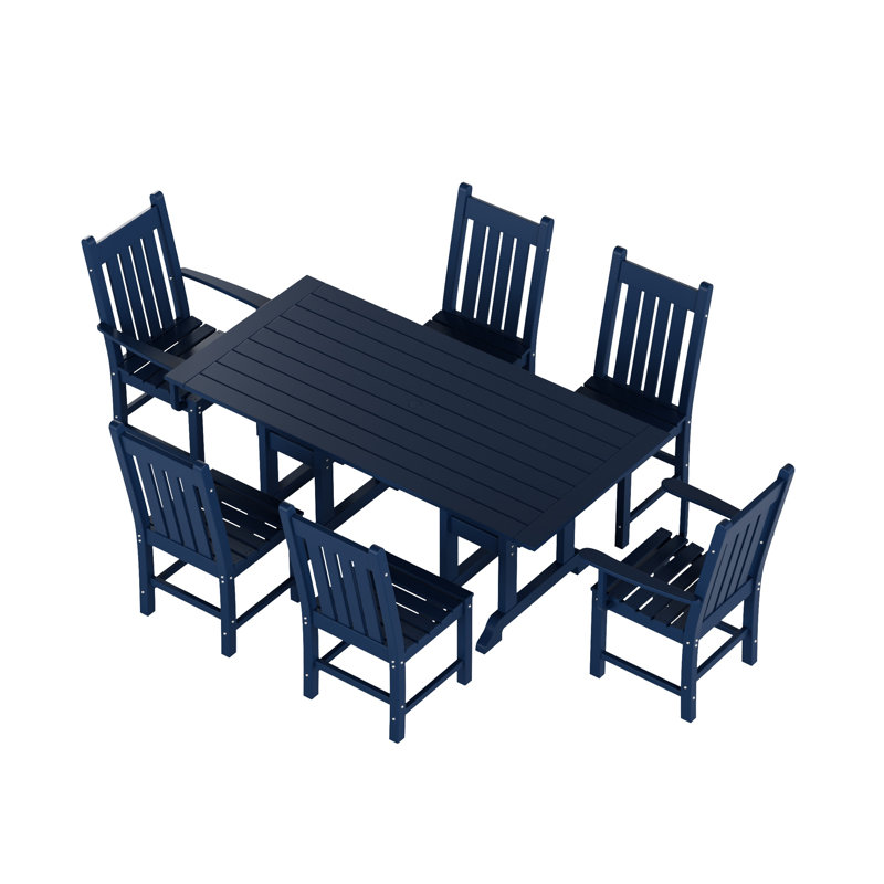 Ensemble de salle à manger rectangulaire pour 6 personnes 70 "" Laguna, Bleu marine