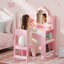Coiffeuse pour enfants avec lumières, bureau de coiffeuse avec bibliothèque ouverte Princess-114357221