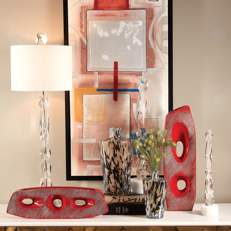 Facette Lamp W/Marble Base, White