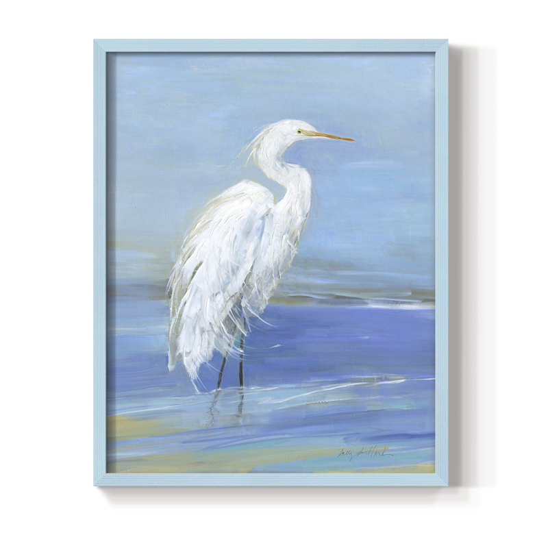 «Wading Egret I», reproduction encadrée - bois massif, H 30 po x l 24 po, Bleu