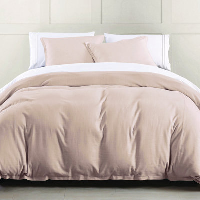 Hera Washed Linen Flange Modern Rustic Chic 3 Piece Comforter Set