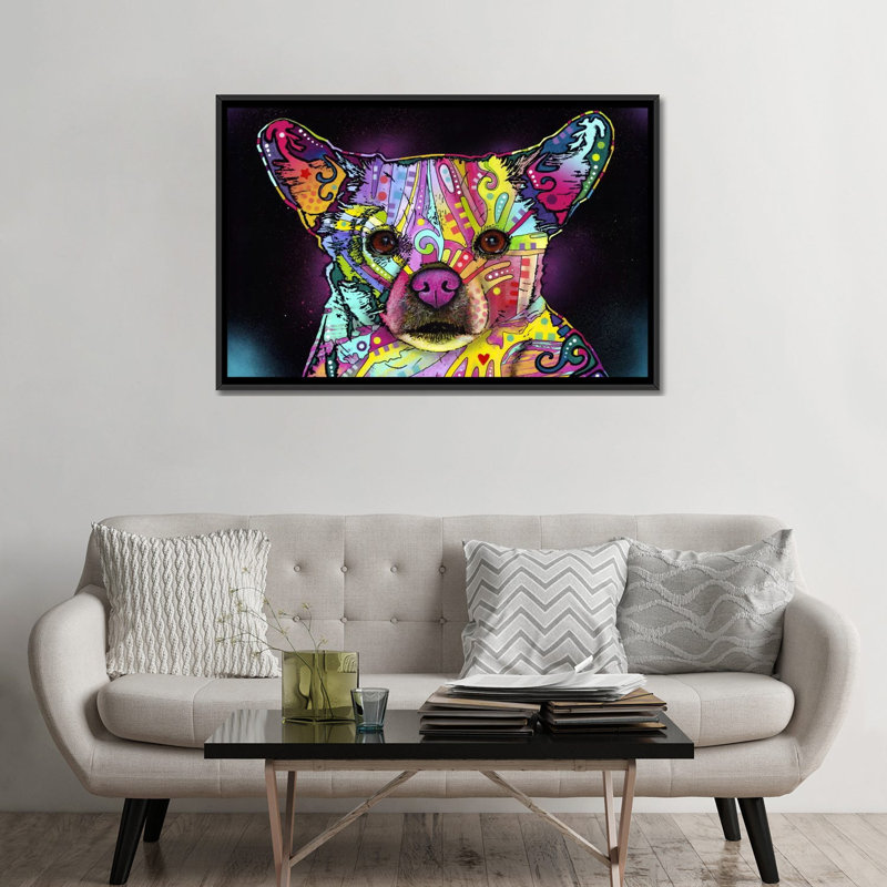 «Cheemix» par Dean Russo - Estampe numérique sur toile tendue avec châssis, H 18 po x l 26 po x P 1,5 po, Cadre noir