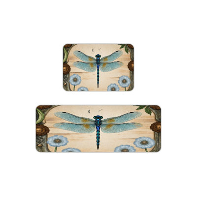 Blue Dragonfly Dandelion, Kitchen Mats 2 Count