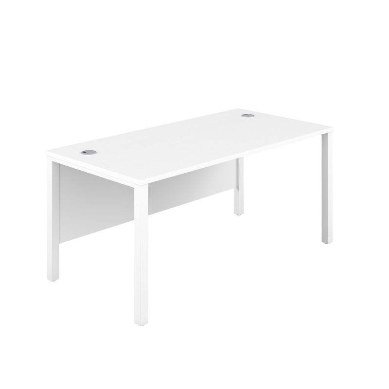 Buariki Metal Base Desk Shell, White, White