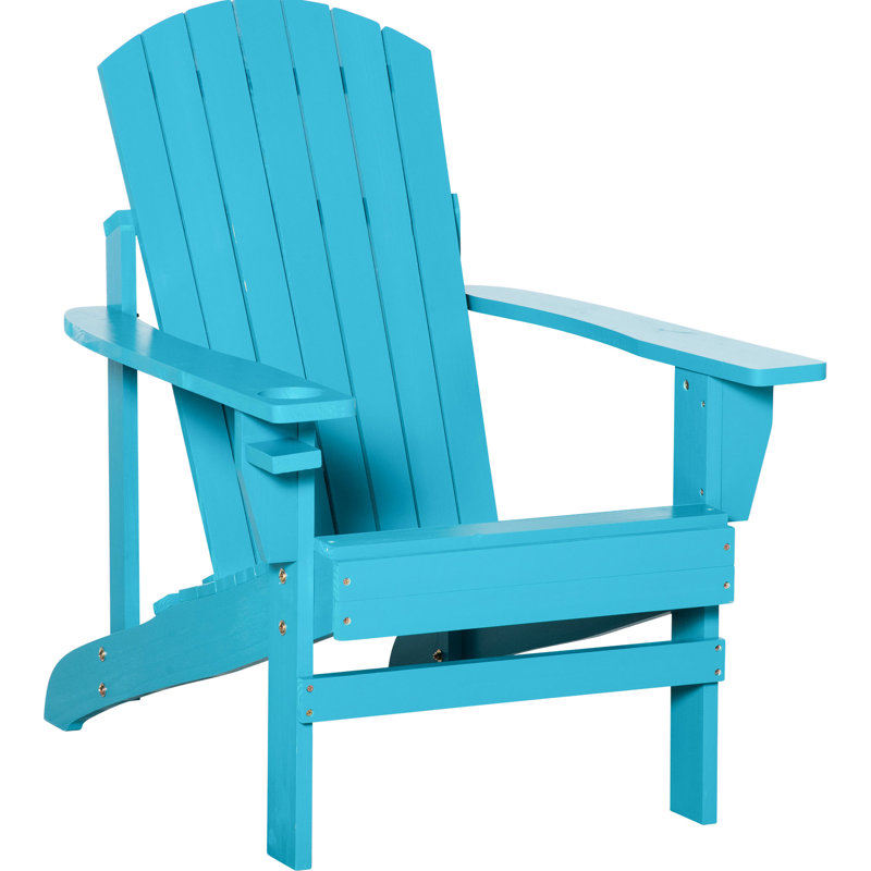 Sky Blue Chair With Cup Holder, For Outdoor Use In Patio, Deck, Garden, Backyard, Fire Pit Lawn,