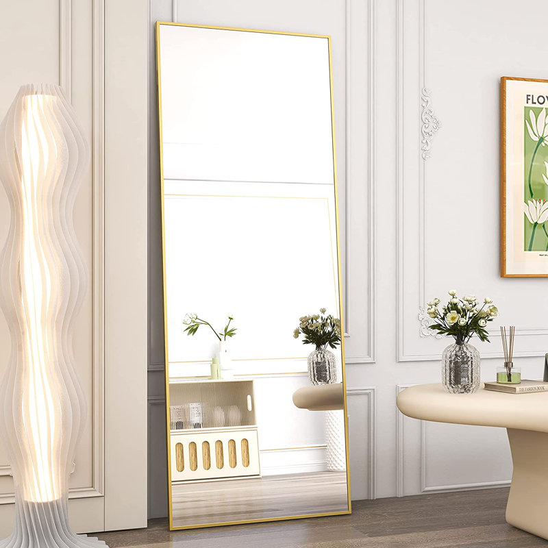 Miroir de plancher pleine longueur en verre - Basics by Wayfair ™, Argent, 64 po x 21 po