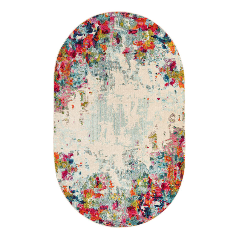 Cariel Washable Abstract Indoor Rug, Oval 5' x 8'