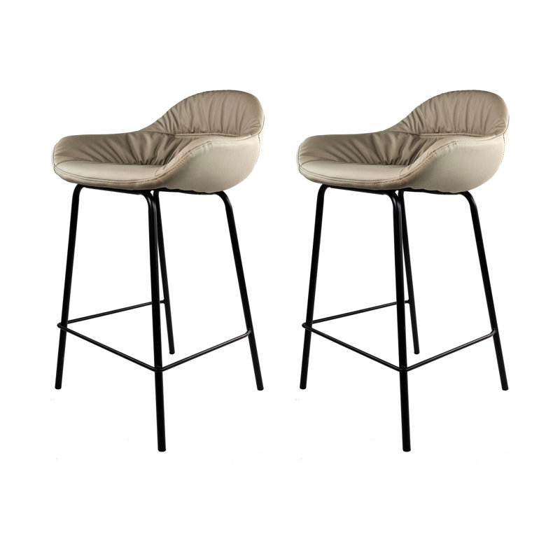 Ensemble de chaises de salle à manger rembourrées, similicuir, structure en métal, style moderne (kaki froissé)