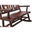 Banc à bascule extérieur en bois carbonisé pour 2 personnes avec siège large incurvé, parfait pour le porche et le jardin