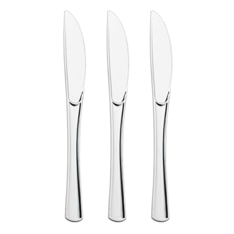 Couteaux en plastique argent métallique brillant