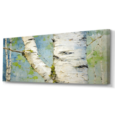 Bouleau minimaliste blanc et vert - art mural arbre
