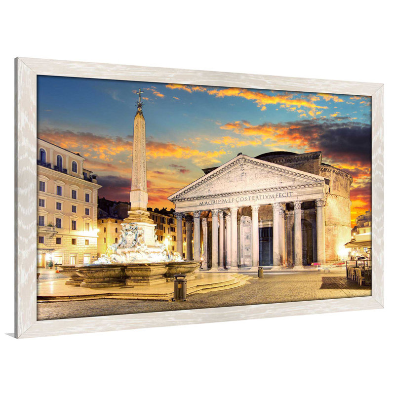 «Pantheon Rome», reproduction de photo encadrée, H 21,5 po x l 27,5 po x P 0,75 po, Cadre crème délavé