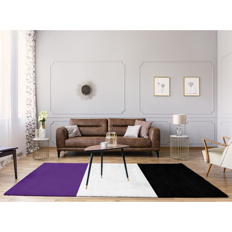 Tapis mauve rayé/noir de zone, Rectangle 8 pi x 10 pi