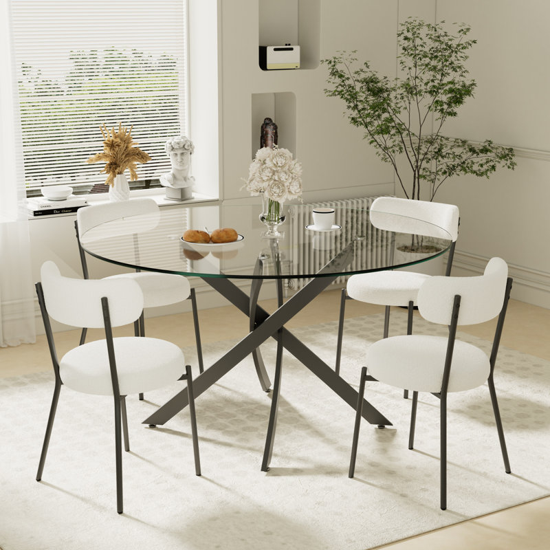 Ensemble de table de salle à manger 5 pièces, H 29,5 po x L 47,2 po x l 47,2 po, Blanc